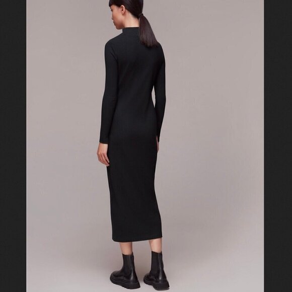 Whistles | Black Rib Polo Jersey Dress - Picture 6 of 8